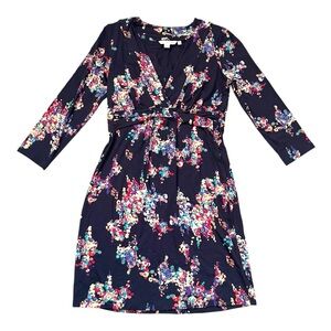 Boden floral empire waist navy blue midi dress